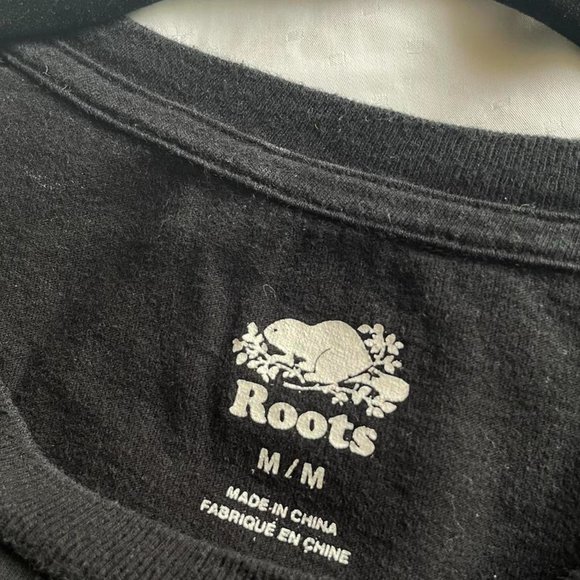 Roots Black Logo T-shirt size M - Picture 2 of 3